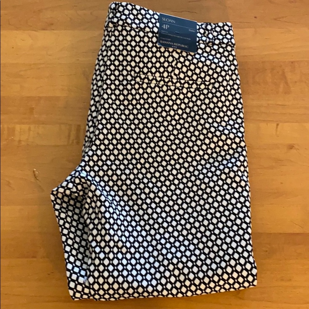 Banana republic 4P black white sloan crop pant